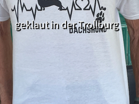 Mann trägt Dackel